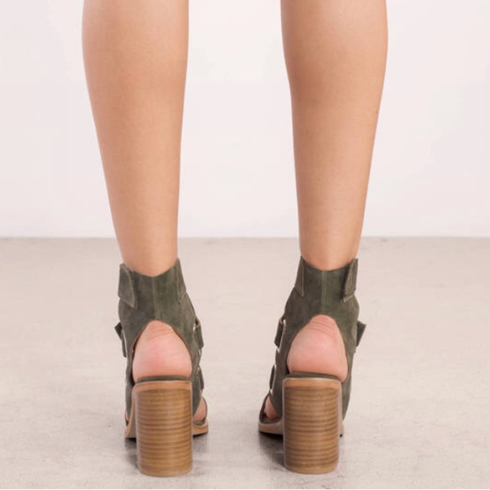 Sol Sana Olive Suede Heels - Picture 3 of 6